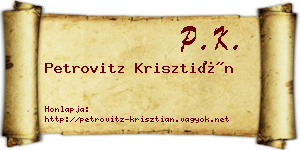 Petrovitz Krisztián névjegykártya